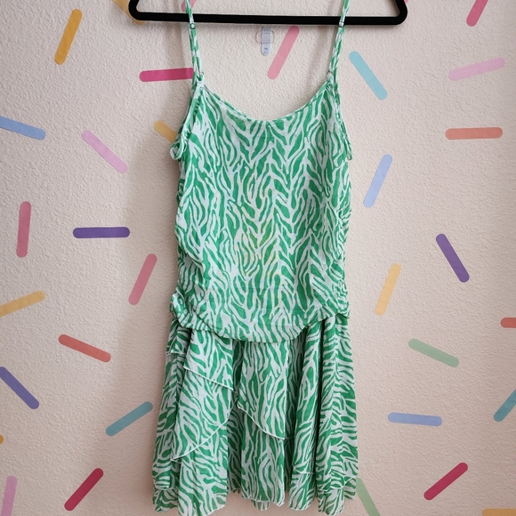 DVF Strappy Mesh Sea Twig Green Mini Dress NWT Size LARGE Diane Von Furstenberg - Picture 8 of 10